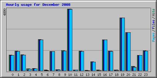 Hourly usage for December 2008