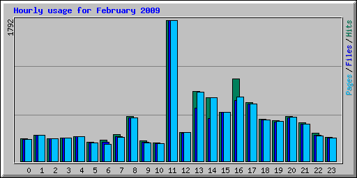 Hourly usage for February 2009